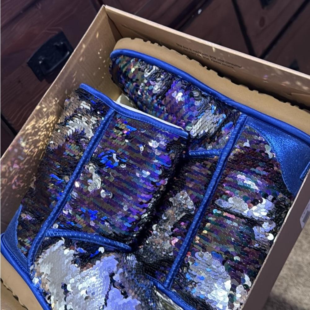 UGG Blue and Silver Sequin Boots